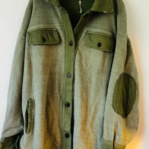 EUC Free People Ruby Oversized Fleece Shirt Jacket Shacket Jaded Cozy Size XS - Picture 5 of 8